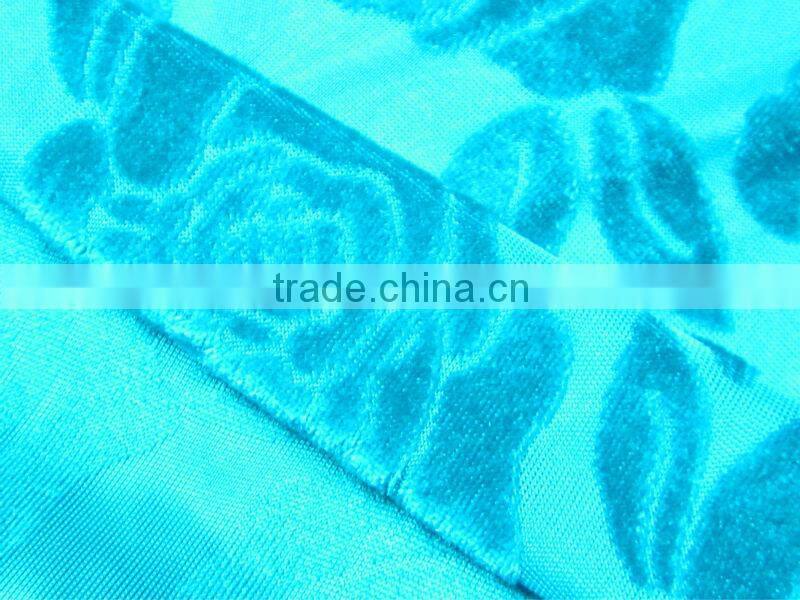shaoxing polyester flocking velvet burnout fabric
