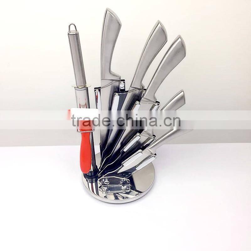 High Quality 8-piece stainless steel kitchen knives set with Revolve Acrylic Block KC-9130
