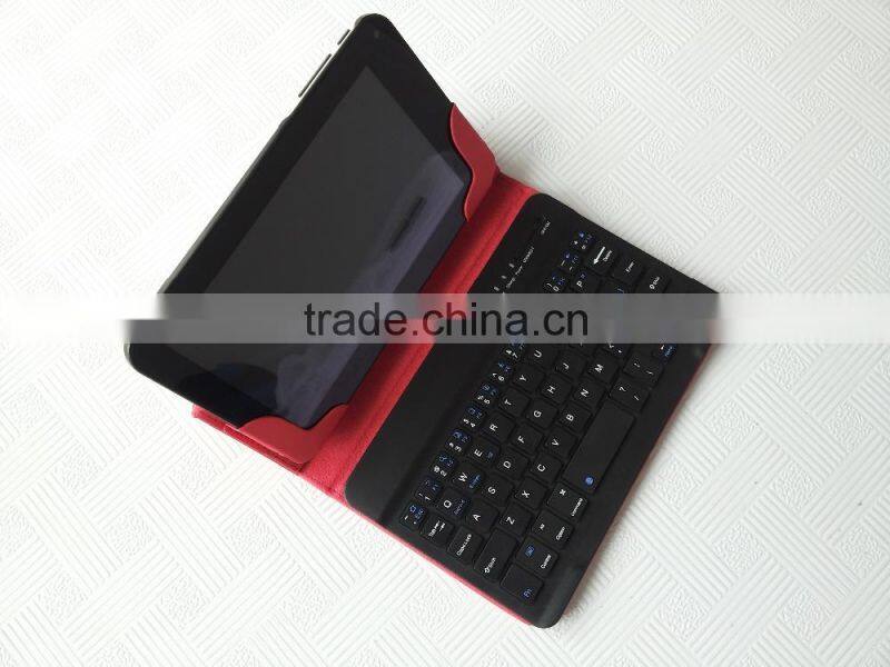 Hot sale Red buletooth keyboard case, stand flip cover tablet leather case