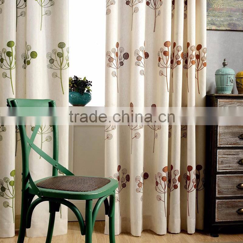100% Polyester Luxury salon hall polyester green embroidery sheer voile fabric curtain