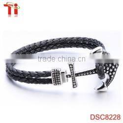 leather bracelet cross stainless steel wholesale sideways cross bracelet cross bracelet