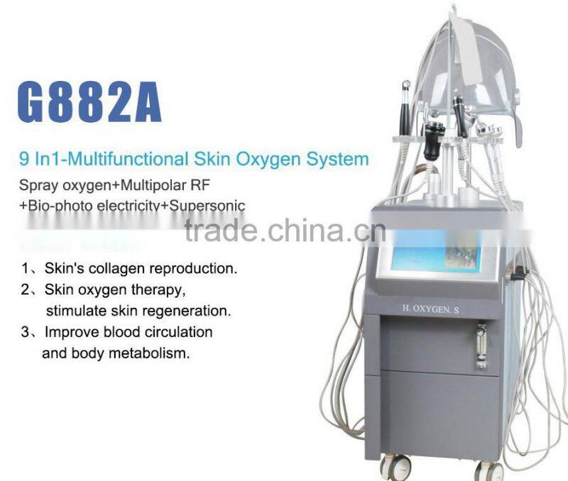 G882A 9 in 1 hotsale multifunction oxygen therapy wrinkle removal skin rejuvenation oxygen jet peel