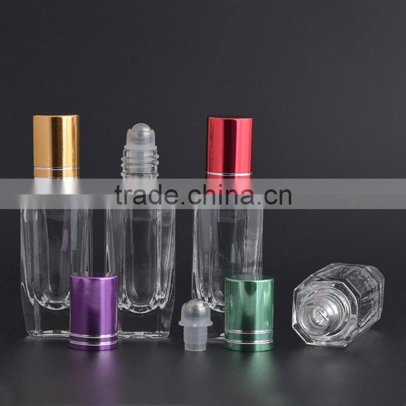 12ml clear glass roll on deodorant bottles with stainless steel roller ball and black screw cap