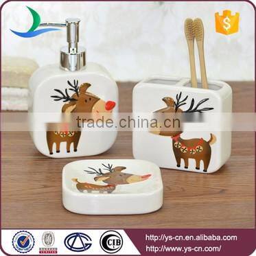 White square reindeer embossed ceramic christmas bathroom accessory