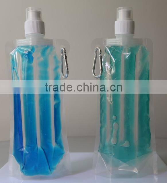 480ml hot sale foldable cooler plastic water bottle
