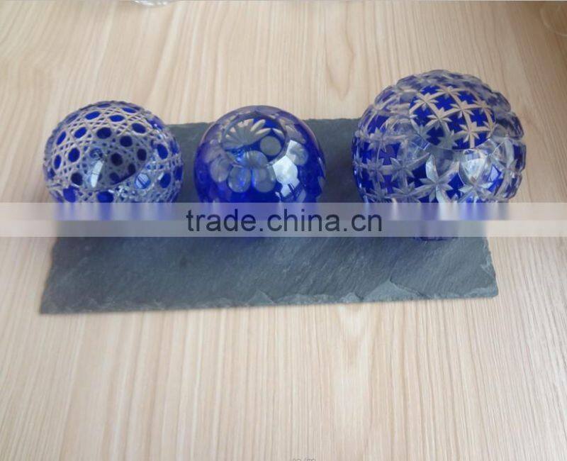 elegant slate candle holder with exquisite engraved glass candle holder