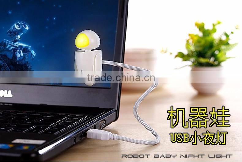 Creative USB Robot Shape Sensoring Night Light, Funny LED Decorative USB Flexible Night Lamp For Wholesale