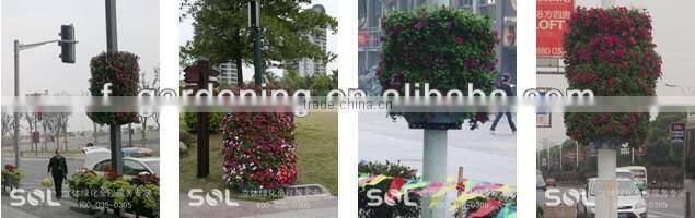 Plastic flower pots for lamp pole greening pots , planters for light pole decoration planter