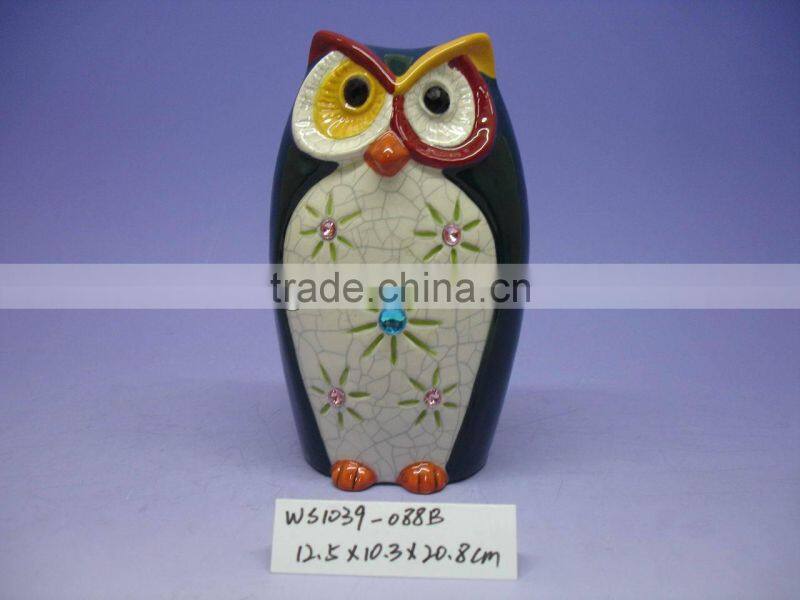 Custom Ceramic Owl Shaped Money Bank for Kid