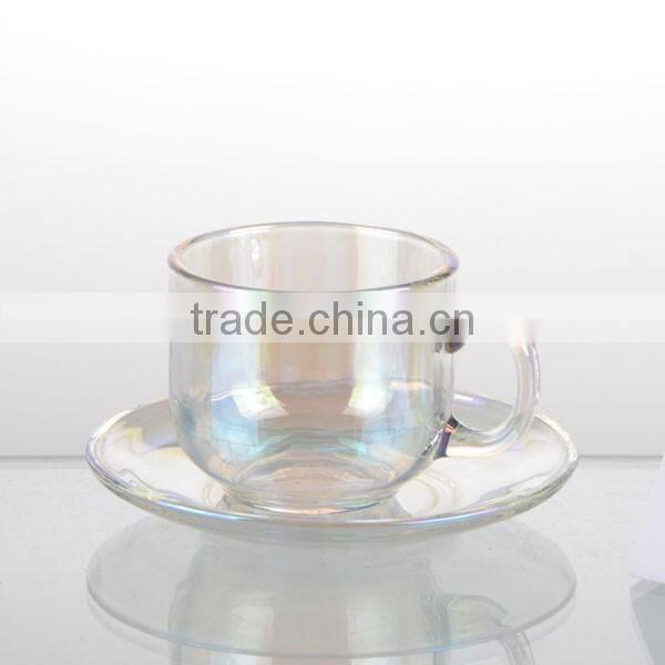 114ml iquid luster glass water coffee turkey tea cup with plate