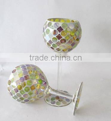 Wedding Gift Cheap Colored Mosaic Champagne Glass Candle Holder