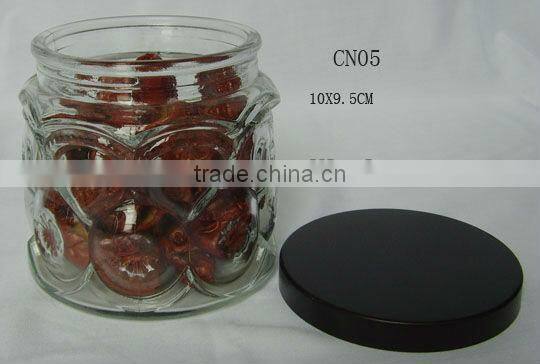 mini clear cylinder glass jar with design
