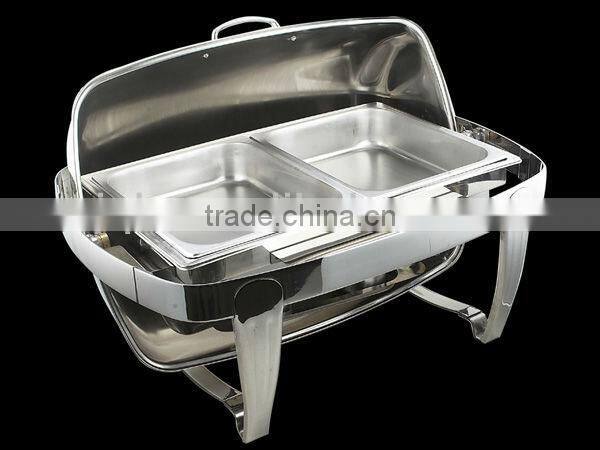 luxury roll top food warmer chafing dish with window lid