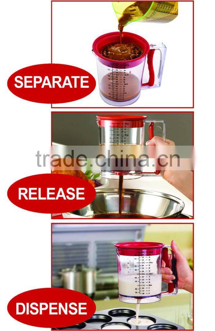 NBRSC Cheap Kitchen Fat grease Gravy Separator Plastic 4 Cup Measuring Oil Cup