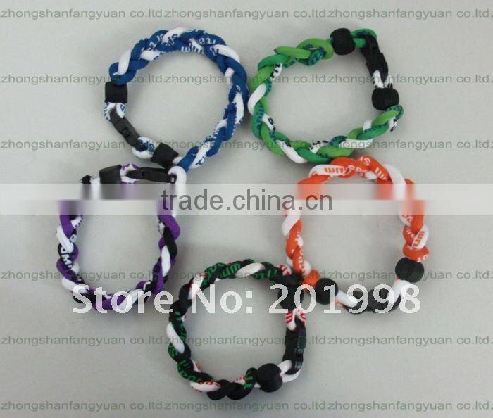 new design sport braided titanium wristband/sports team silicone wristband