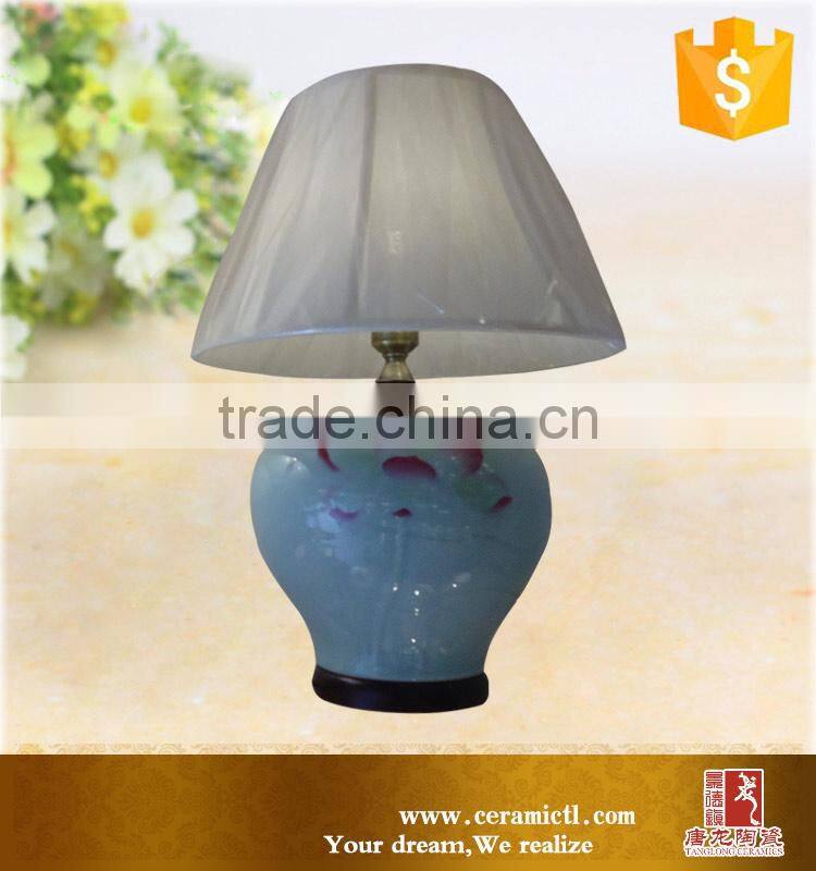 Round blue antique vintage porcelain table lamps