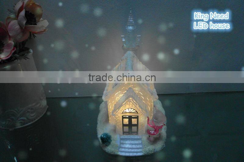 2015Dongguan Acrylic 7inch snow house with LED color-changing Light