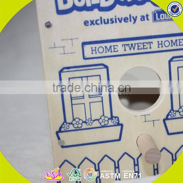 2017 new fashion funny children wooden bird house W03B049