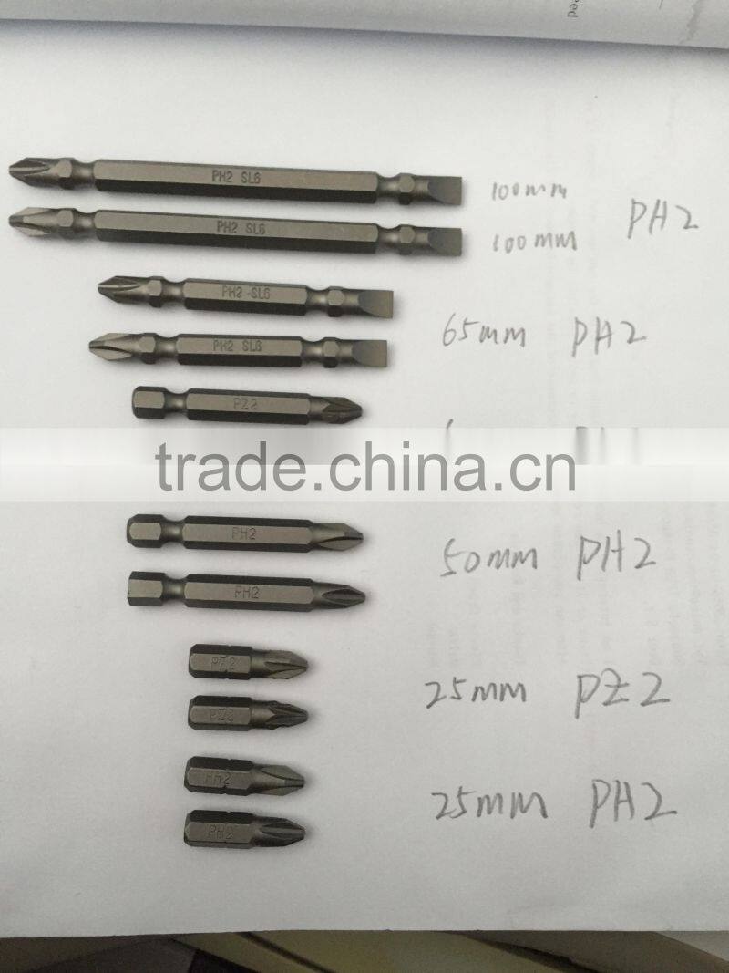 Free sample 25MM slotted bits reduced shank screwdriver head bits set