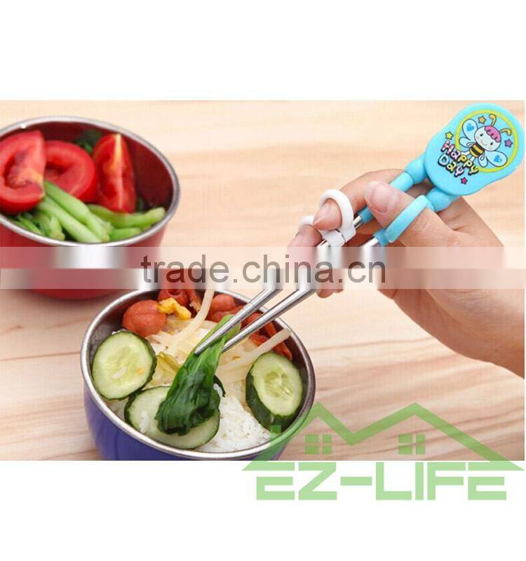 Korean stainless steel baby faltware sets training chopsticks and spoon