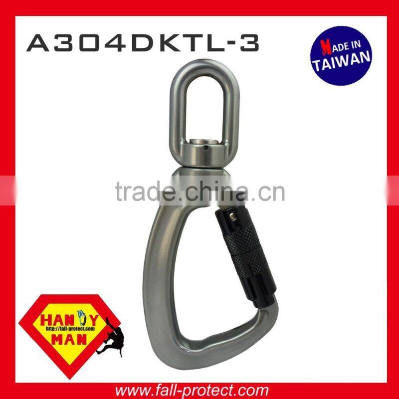 A304DKTL-3 Medium Aluminum Alloy swivel eye 25kN Load Indicator Snap Triple Lock Hook