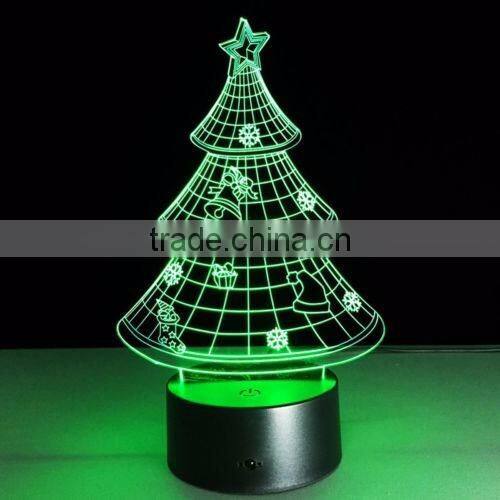 7 Colors Change Birthday Wedding Decor Gift Christmas Tree 3D Illusion LED Night Light