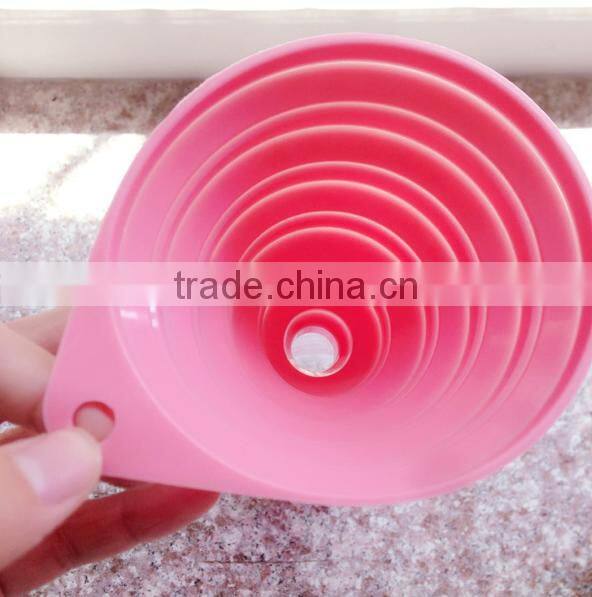 Colorful Foldable Food Grade Silicone mini funnel kitchen funnel