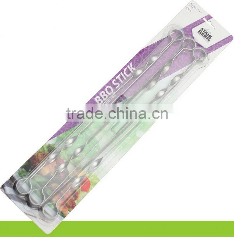 OEM packing round handle stainless steel BBQ skewer set