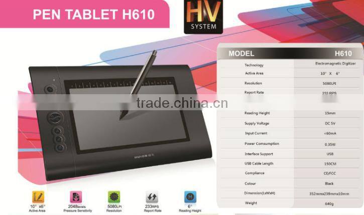 Hot Sale!Huion H610 wonderful performance 10x6 inch electronic digitizer signature pad