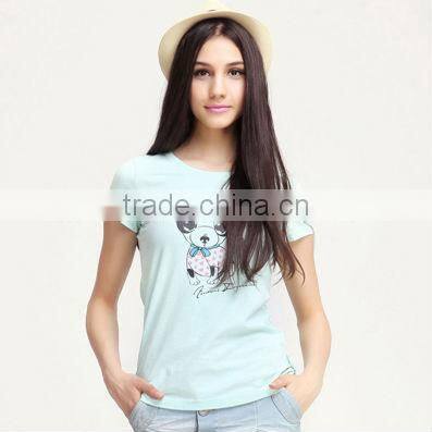 2017 fashion cotton blue ladies t-shirt, promo t-shirt ,dog t-shirt