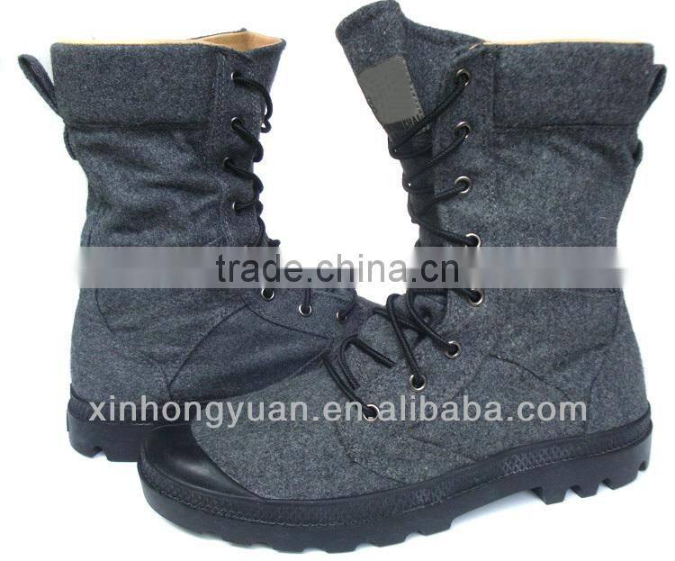 grey wool felt military boots