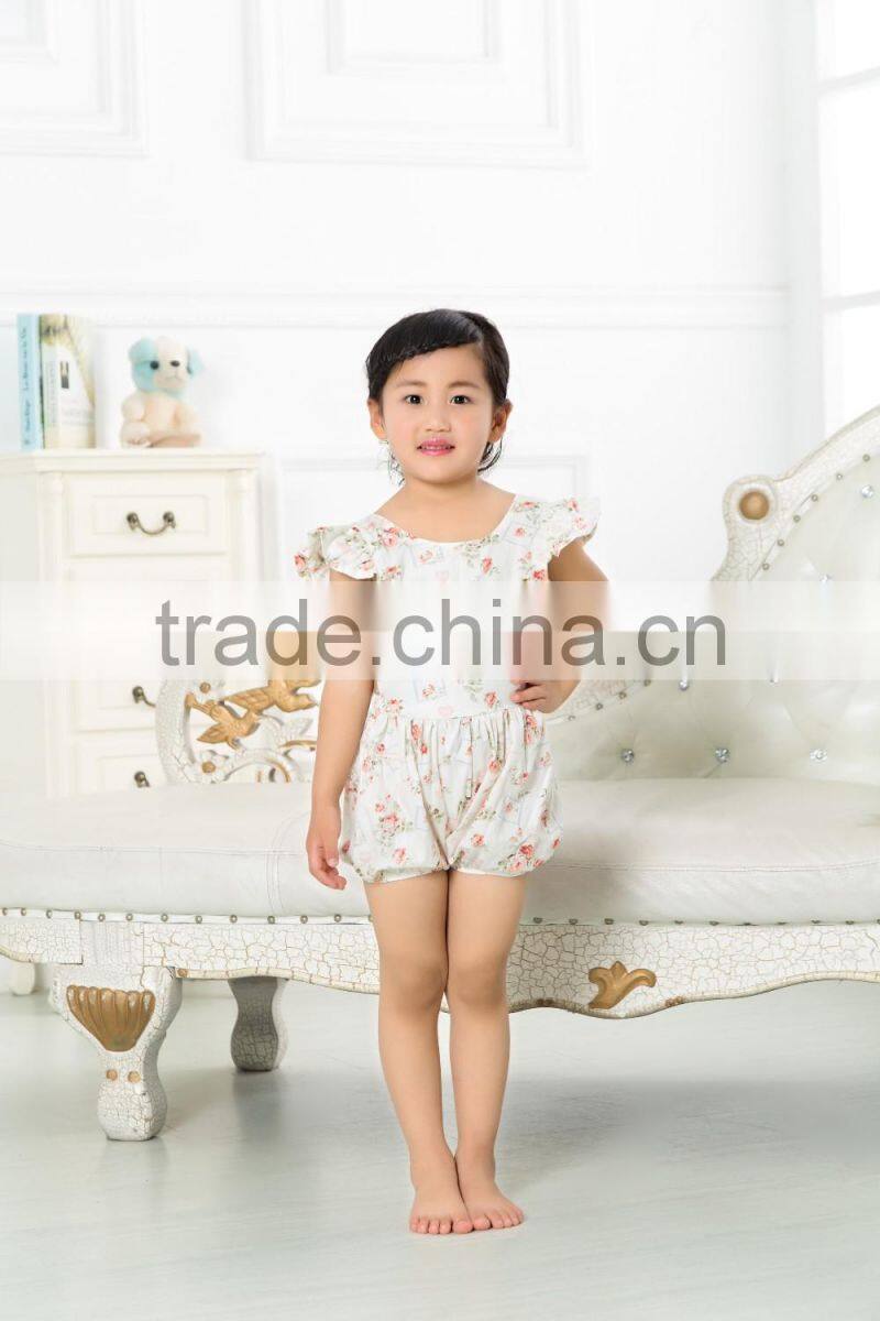 Hot selling baby girls 100% cotton floral jumpsuit,infant girls jumpsuit