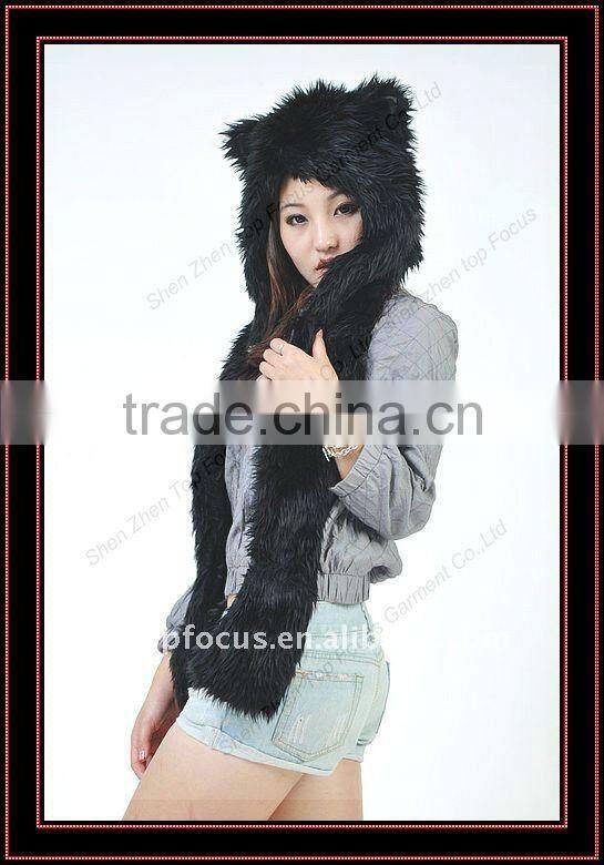 2012 NEW FASHION ANIMAL TEEN HAT BLACK WOLF