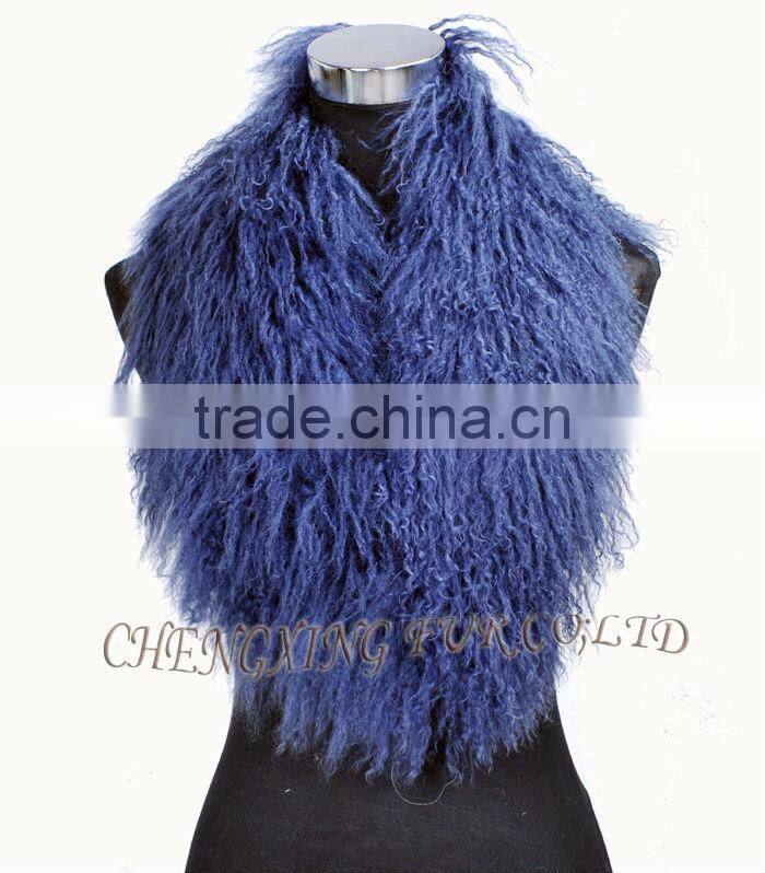 CX-A-52S Latest Fashionable Detachable Blue Collar Mongolian Lamb Big Fur Collar