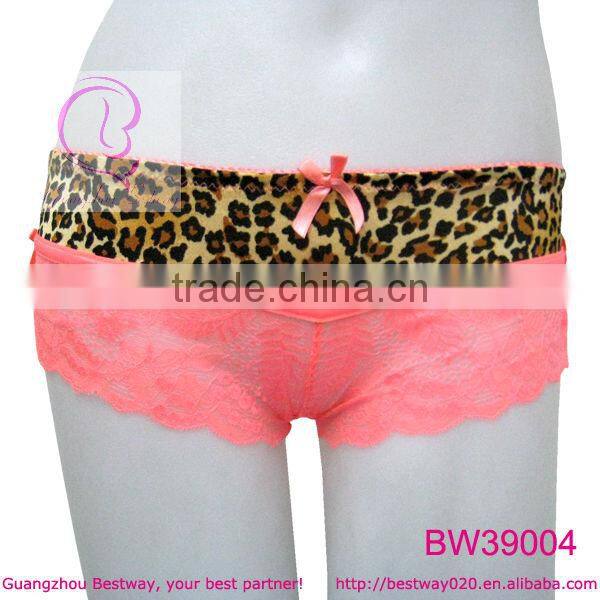 Ladies fashion cute leopard & lace short panties very sexy hot sale