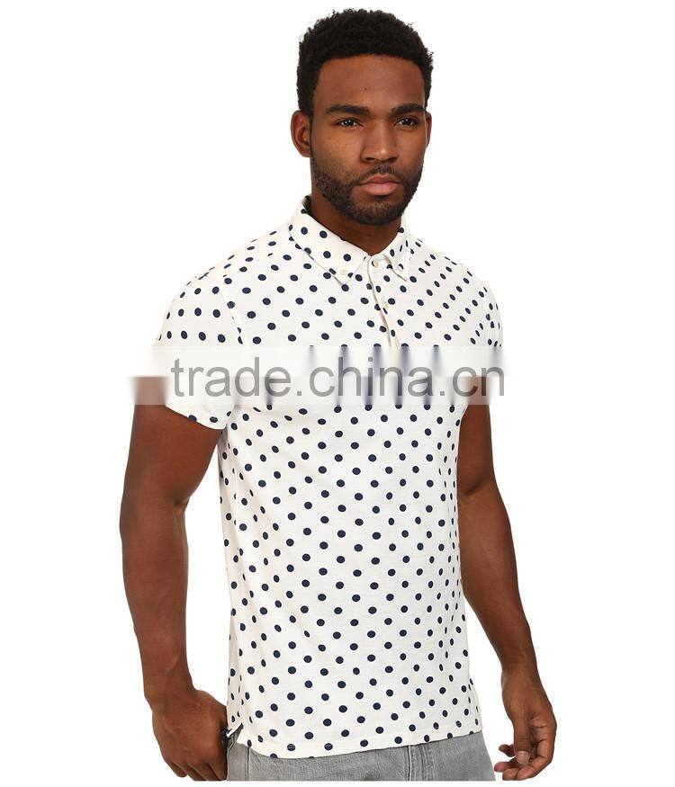 Latest design mens short sleeve custom dot funny polo shirt