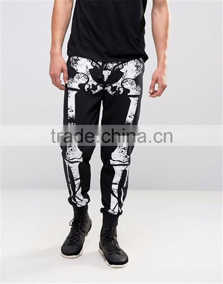 Custom Design Men Casual Pants Halloween Joggers With Skeleton Print Custom Print Cotton Leggings