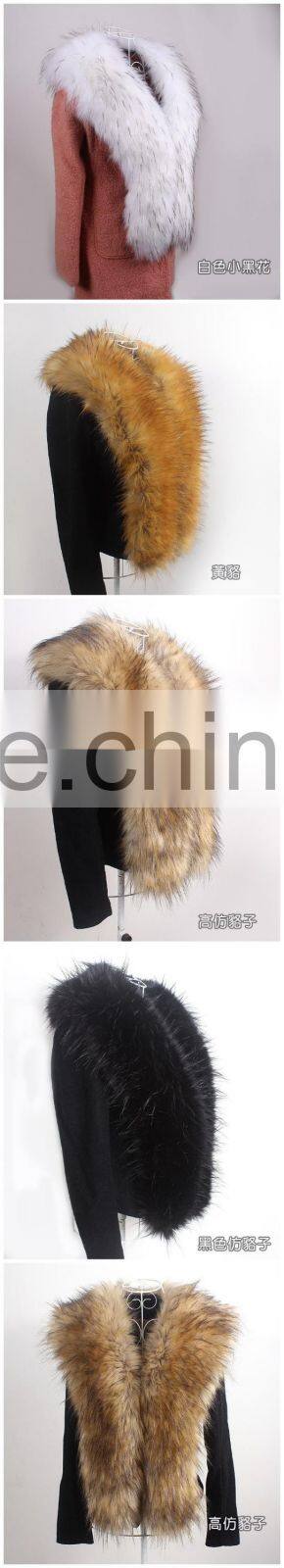 long women fur collar fake fox fur raccoon fur faux coat decor luxurious scarf winter multi