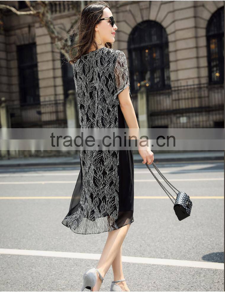 Z&M Women's 2017 New Fashion dress women Silk dress Dress dress