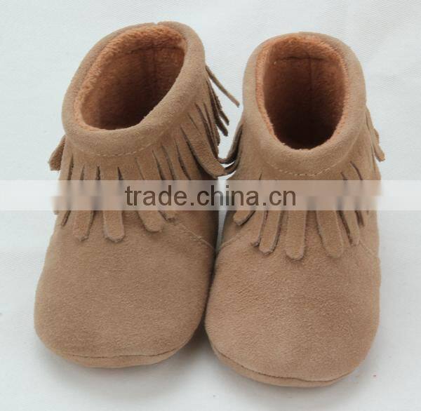 Popular fringe warm handmade moccasins baby boots