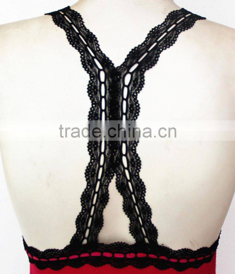 seamless women lace racer back tank top