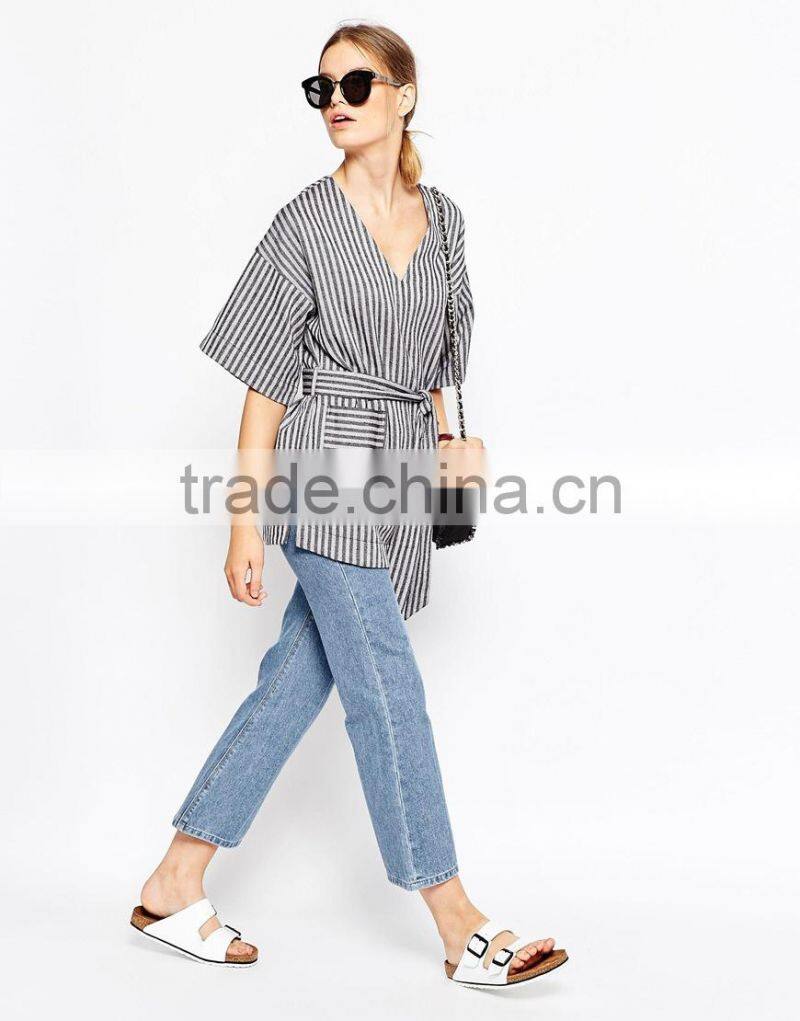 100% Cotton new arrial china wholesale belted T-Shirt women custom t shirt