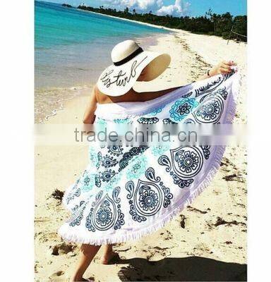 Peacock Mandala Round Tapestry Throw Hippie Gypsy Beach Blanket Yoga Mat Boho