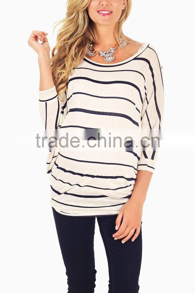 NAVY BLUE IVORY STRIPED DOLMAN SLEEVE MATERNITY TOP MATERNITY CLOTHES CHEAP