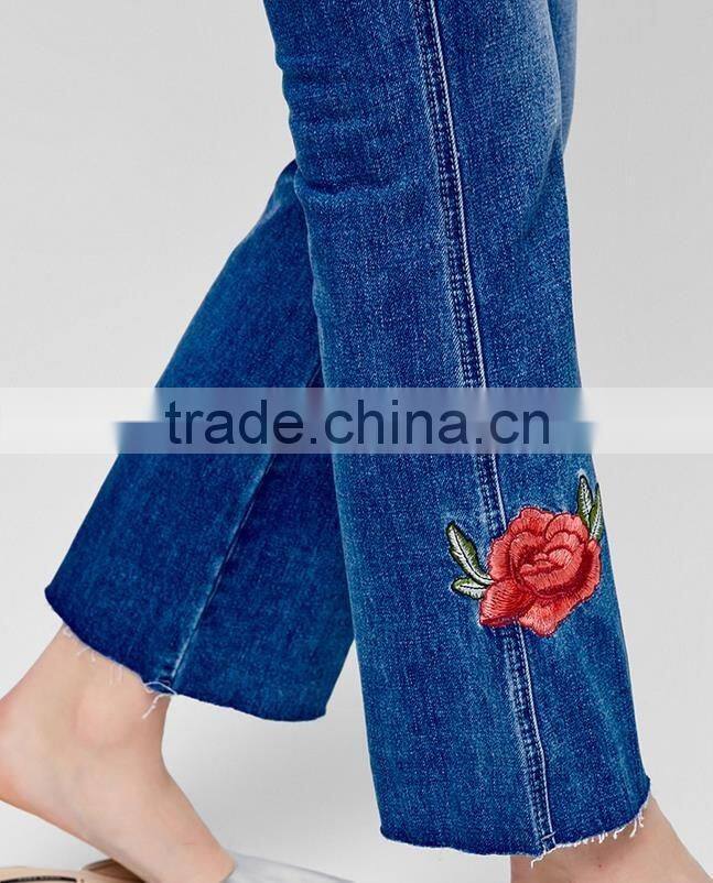 fashion latest design embroidered jean pants for woman