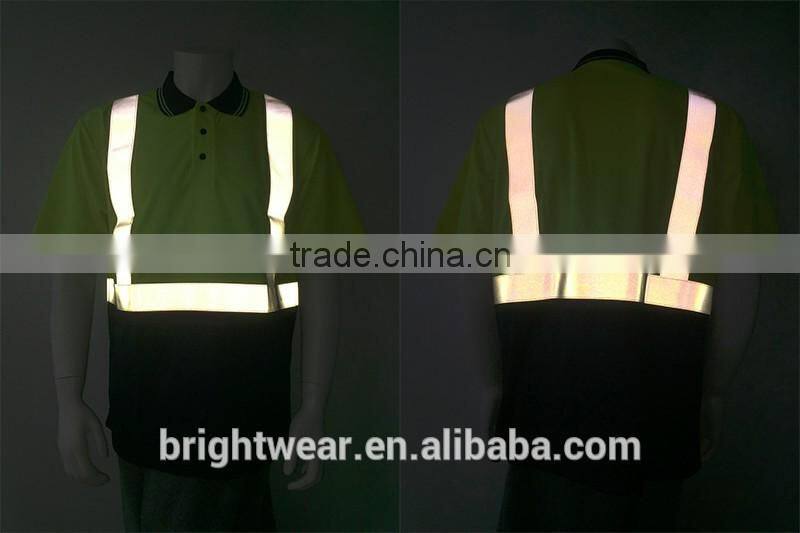 Hi vis 100% polyester reflective birdeye safety flame retardant polo shirt