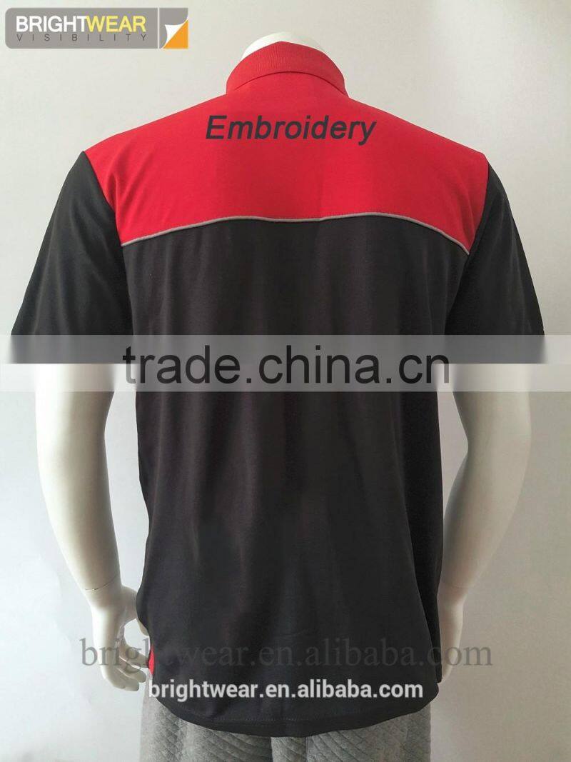 Contrast piping pique fabric short sleeve chest pocket custom polo shirt