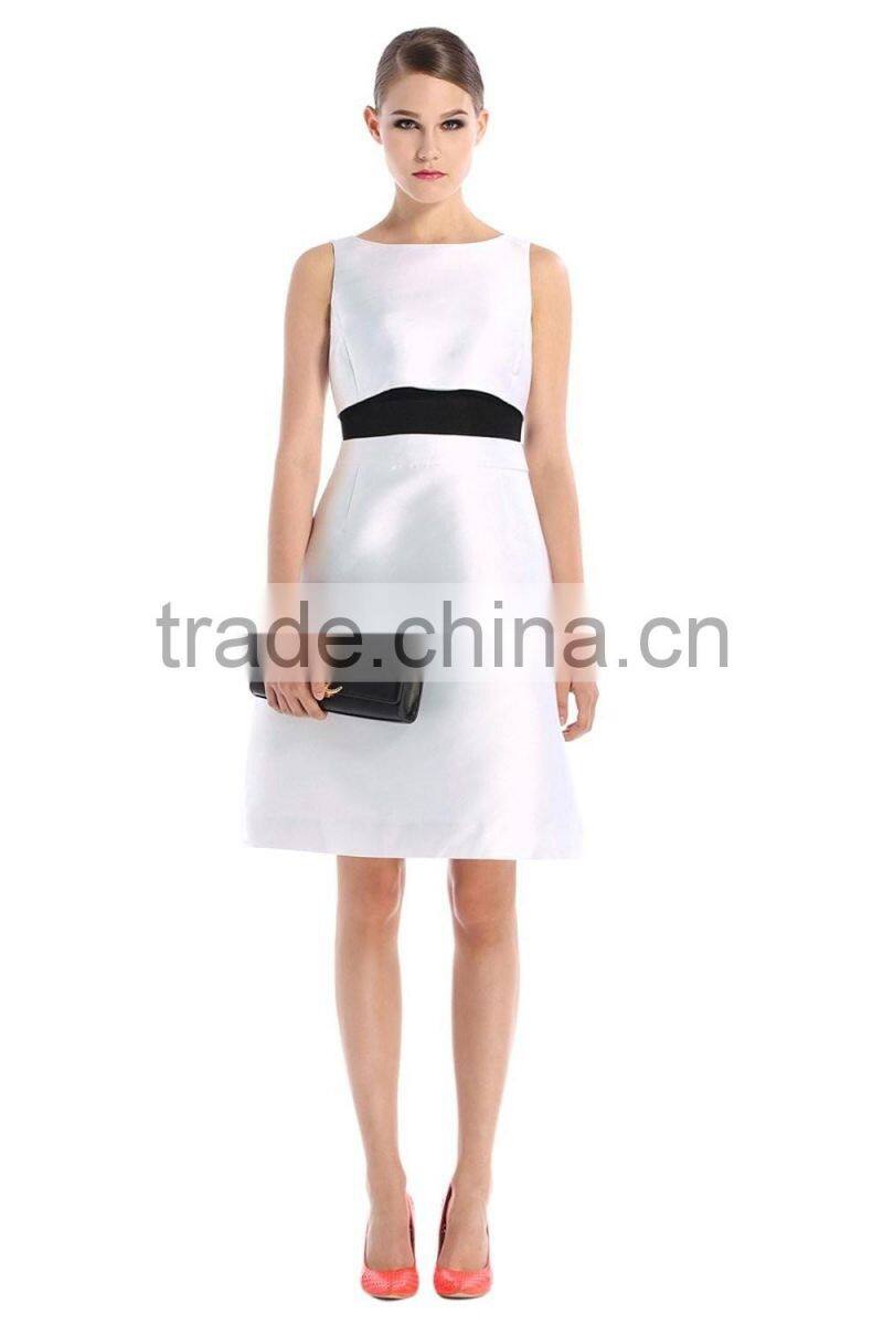 Ladies white combined prom fake two-piece dress