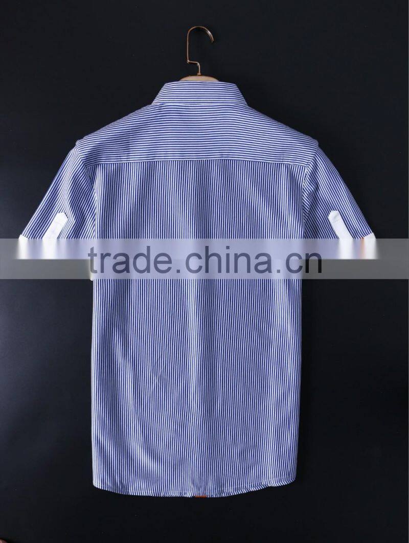 Latest button downs stripe short sleeves summer cotton men shirts