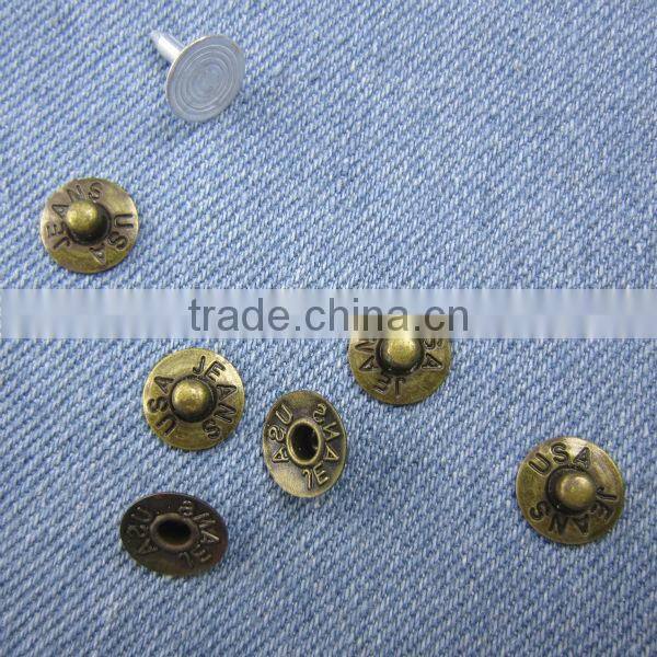 Fashion custom made metal denim jeans button rivet